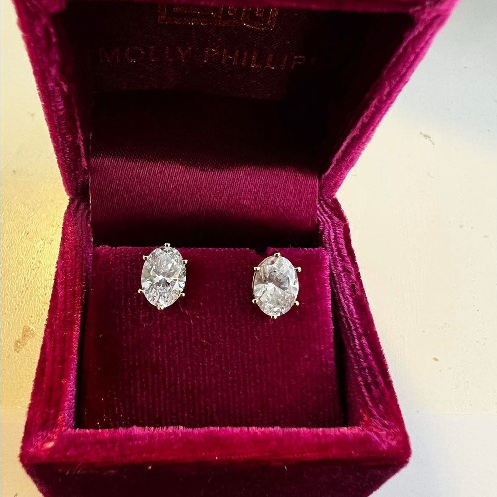 14k gold 2 carat lab diamond stud earrings